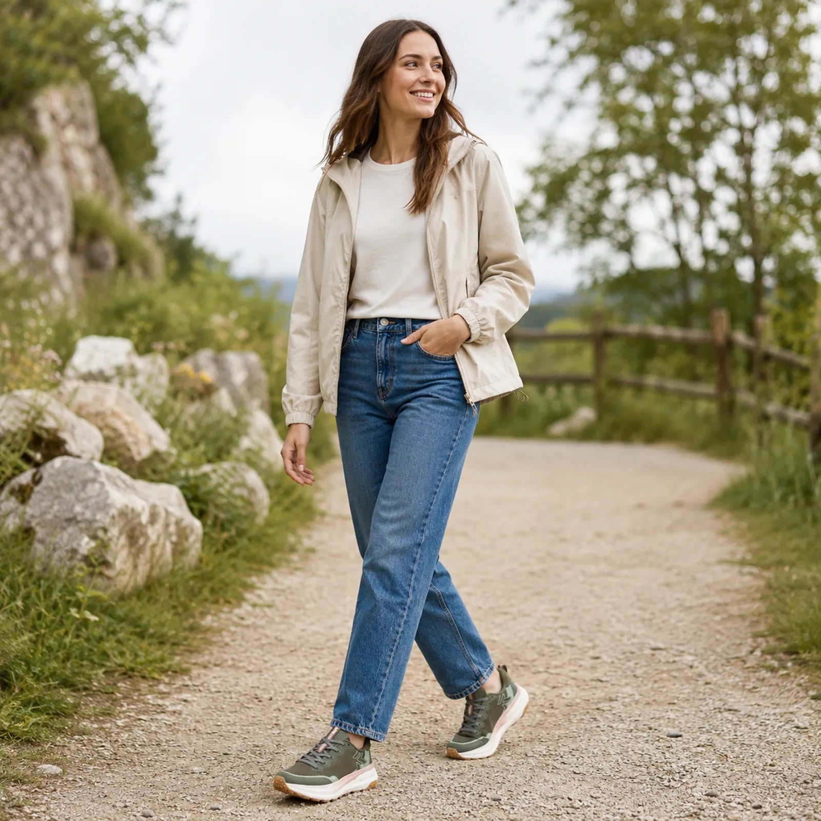 Rieker W4501-54 ladies green casual trainers for outdoor lifestyle and travel