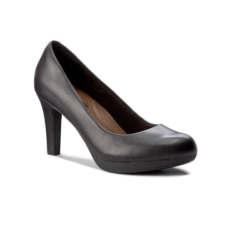 Clarks Adriel Viola, women's court shoes, black leather.
