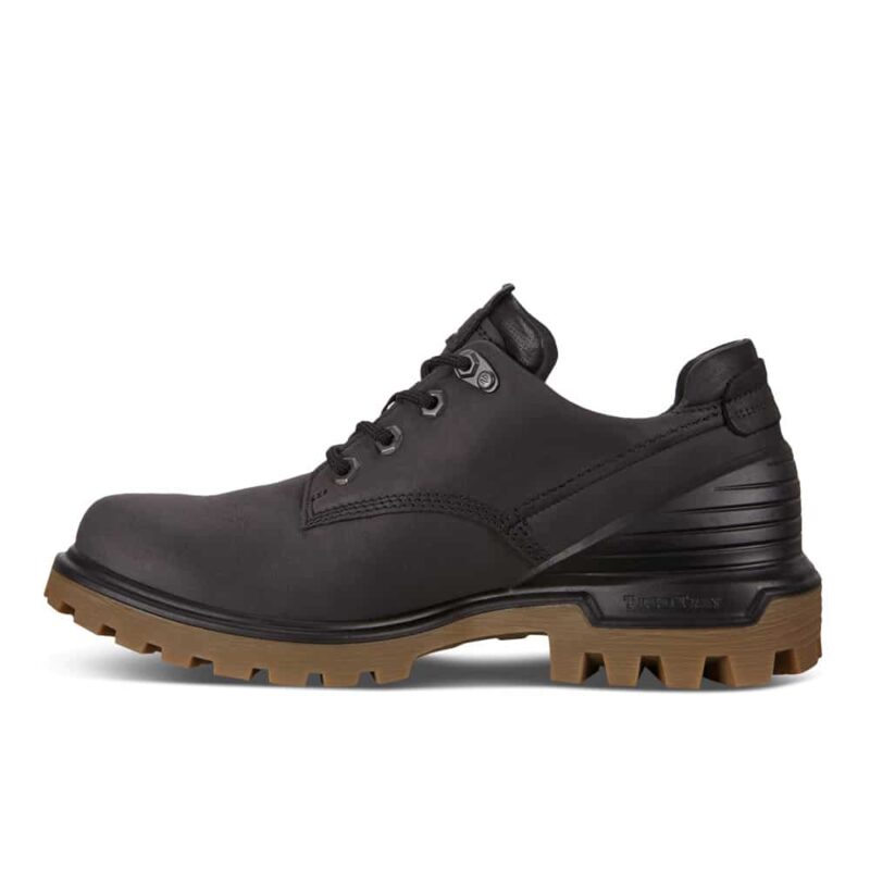 Ecco Treadtray M. Black nubuck leather derby shoes.