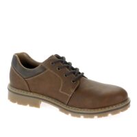 Rieker 14020. Men casual lace-up shoes. Upper made from brown leather.