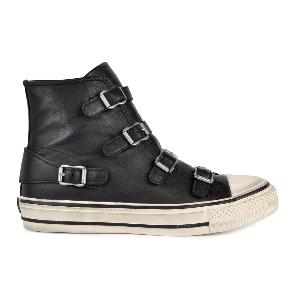 Ash Virgin Buckle Trainers Black Leather - 121 Shoes