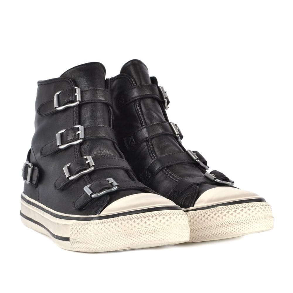 Ash Virgin Buckle Trainers Black Leather - 121 Shoes