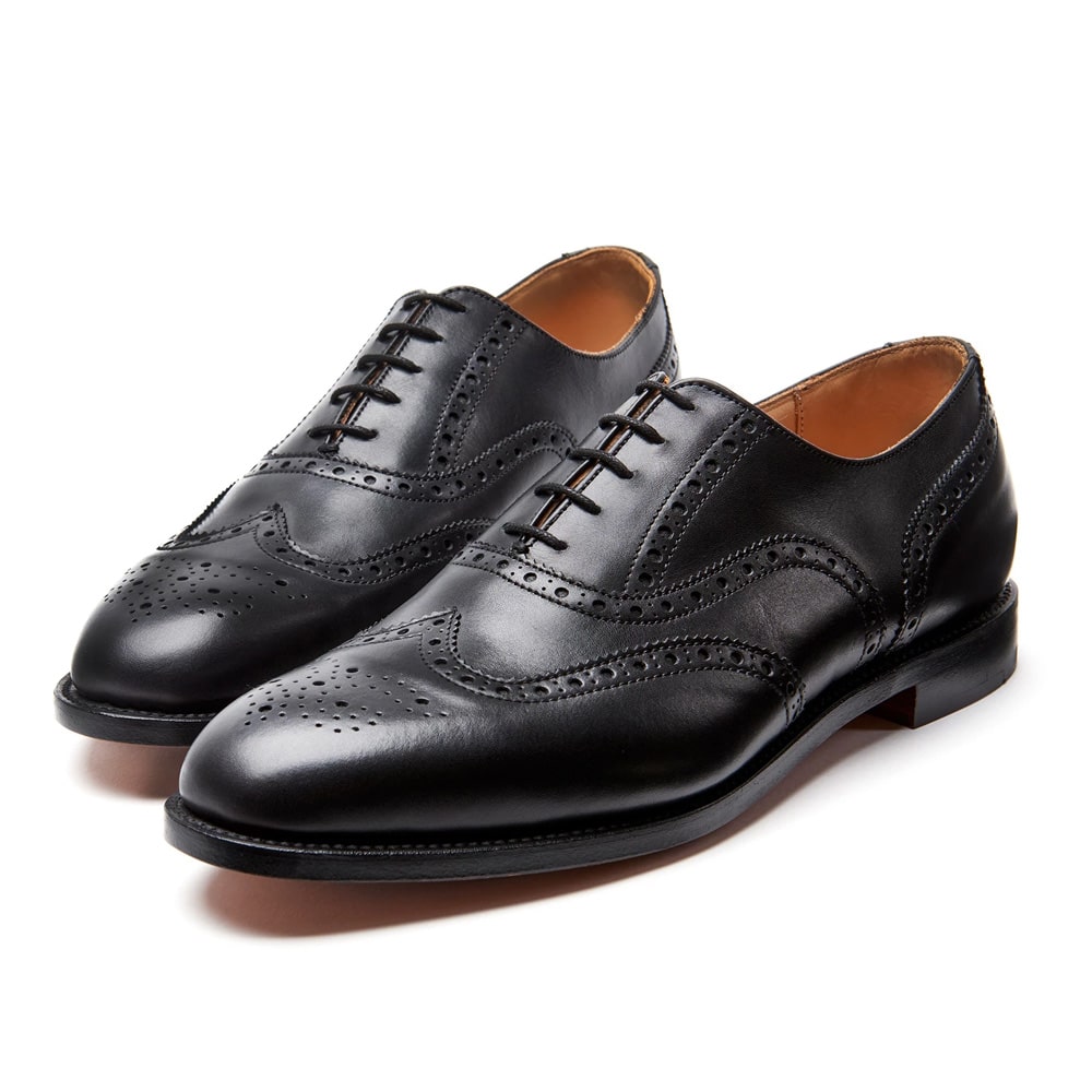 Nps Churchill Black Leather 5 Eye Oxford Brogue Shoe - 121 Shoes