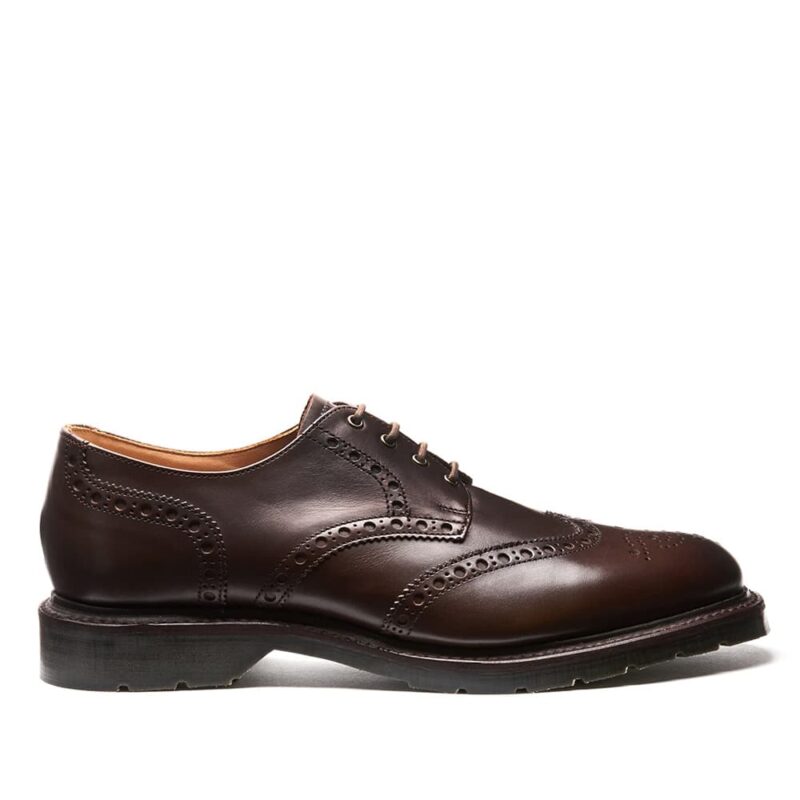 SOLOVAIR Ebony 4 Eye Gibson Brogue Shoe. Upper made from quality suede