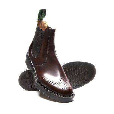 SOLOVAIR Burgundy Rub-Off Punched Dealer Boot. Quality leather.