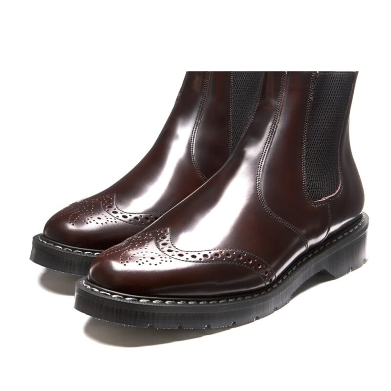 SOLOVAIR Burgundy Rub-Off Punched Dealer Boot. Quality leather.
