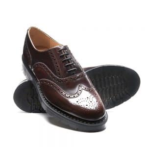  SOLOVAIR Burgundy Rub-Off English Brogue Shoe. Quality leather.