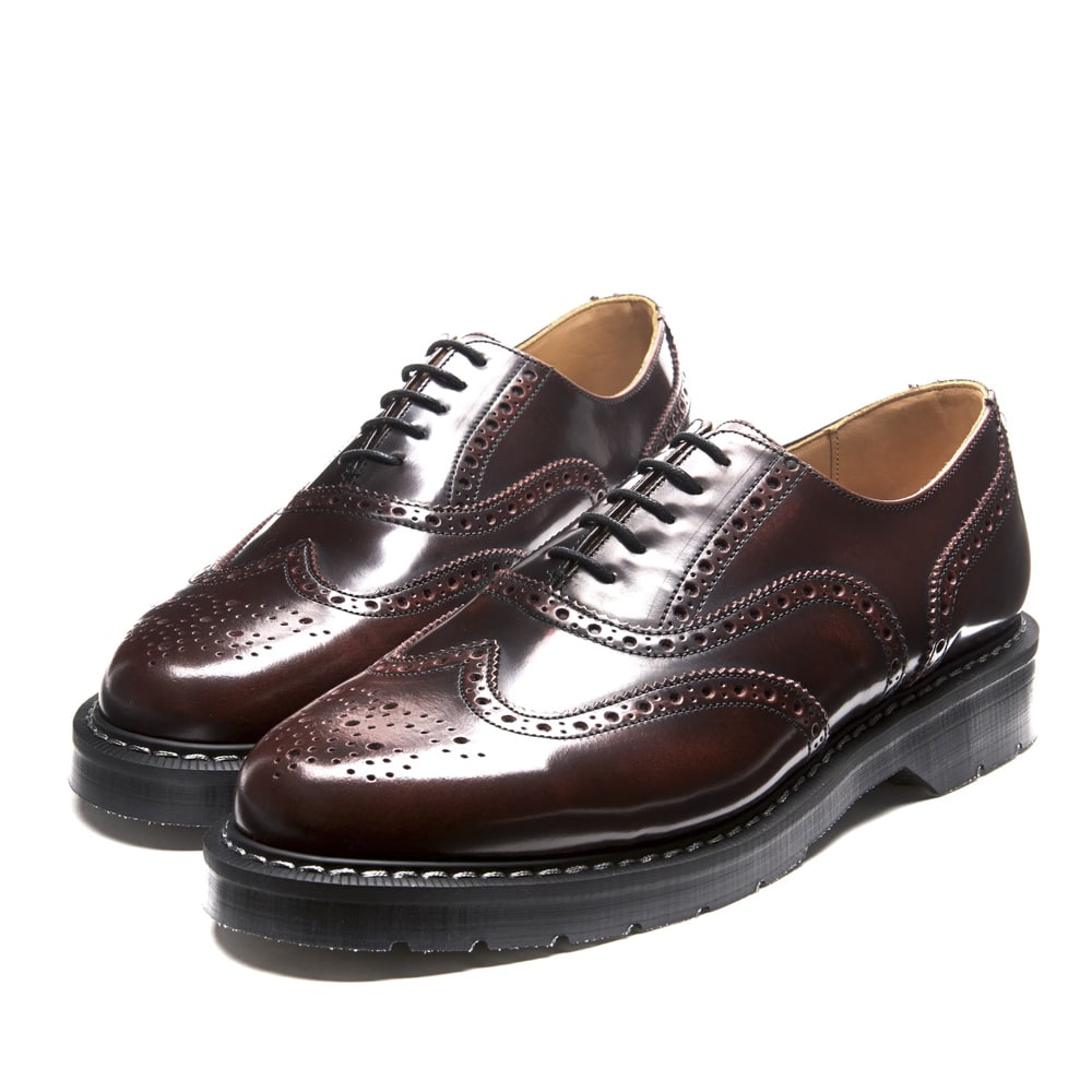 Solovair Burgundy Rub-Off English Brogue Shoe - 121 Shoes