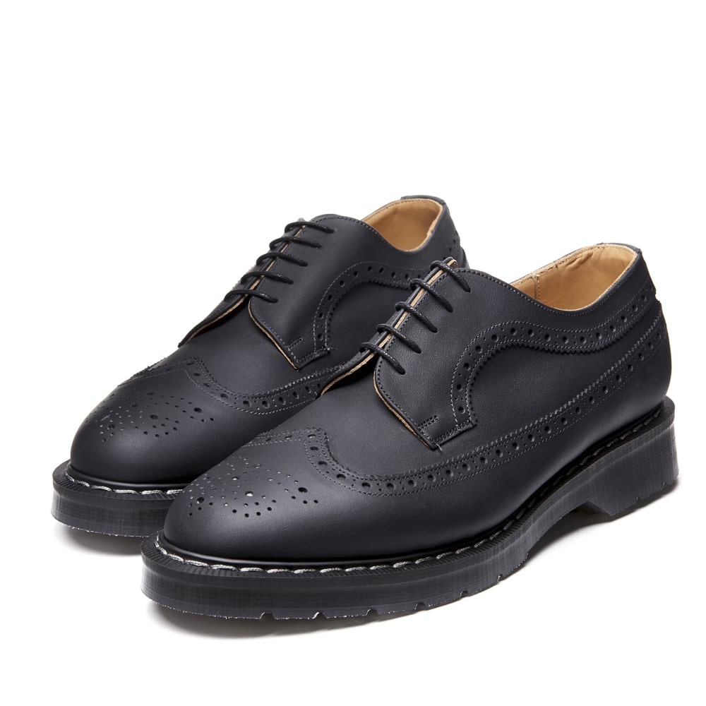 Solovair Black Greasy American Brogue Shoe - 121 Shoes