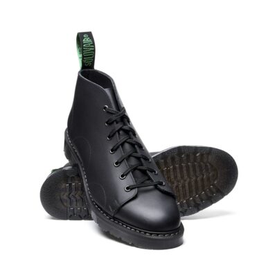 SOLOVAIR Black Greasy Monkey Boot. Made from quality leather.