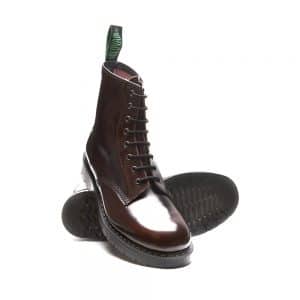 SOLOVAIR Burgundy Rub-Off 8 Eye Derby Boot. Made from quality leather.