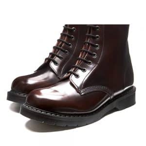 SOLOVAIR Burgundy Rub-Off 8 Eye Derby Boot. Made from quality leather.
