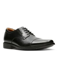 Clarks Tilden Cap Black Leather. Premium Shoes