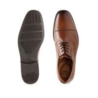 Clarks Tilden Cap Dark Tan Leather. Premium Shoes.