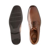 Clarks Tilden Plain Dark Tan Leather. Premium Shoes