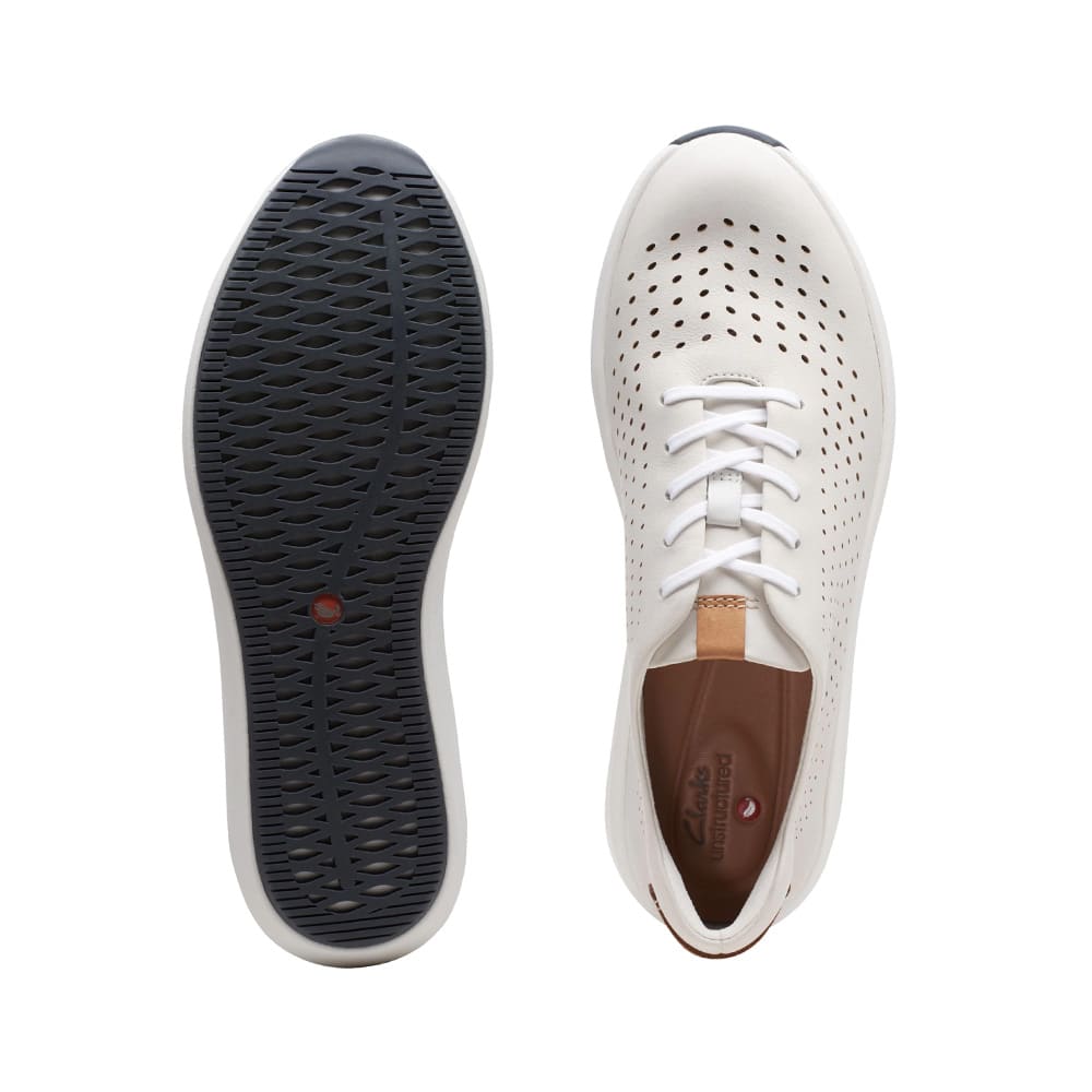 Clarks Un Rio Tie White Leather Premium Shoes - 121 Shoes