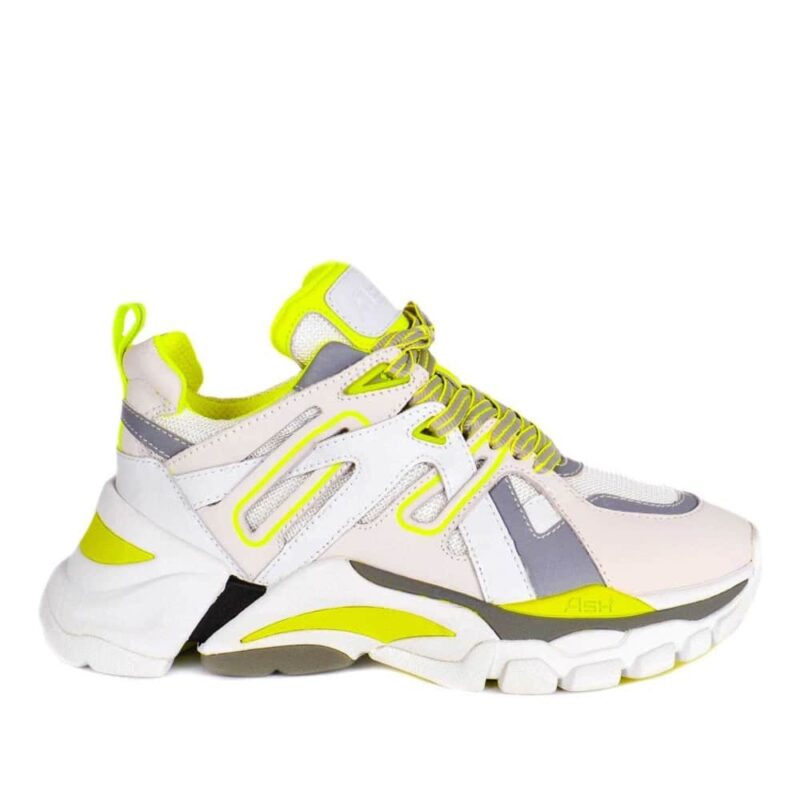 Ash Flash Trainers Grey & Neon Leather. Premium Shoes