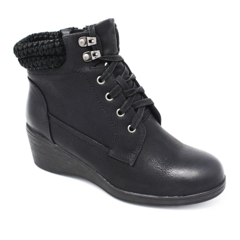 Lotus Priory Black Faux-Leather. Premium Women's Shoes.