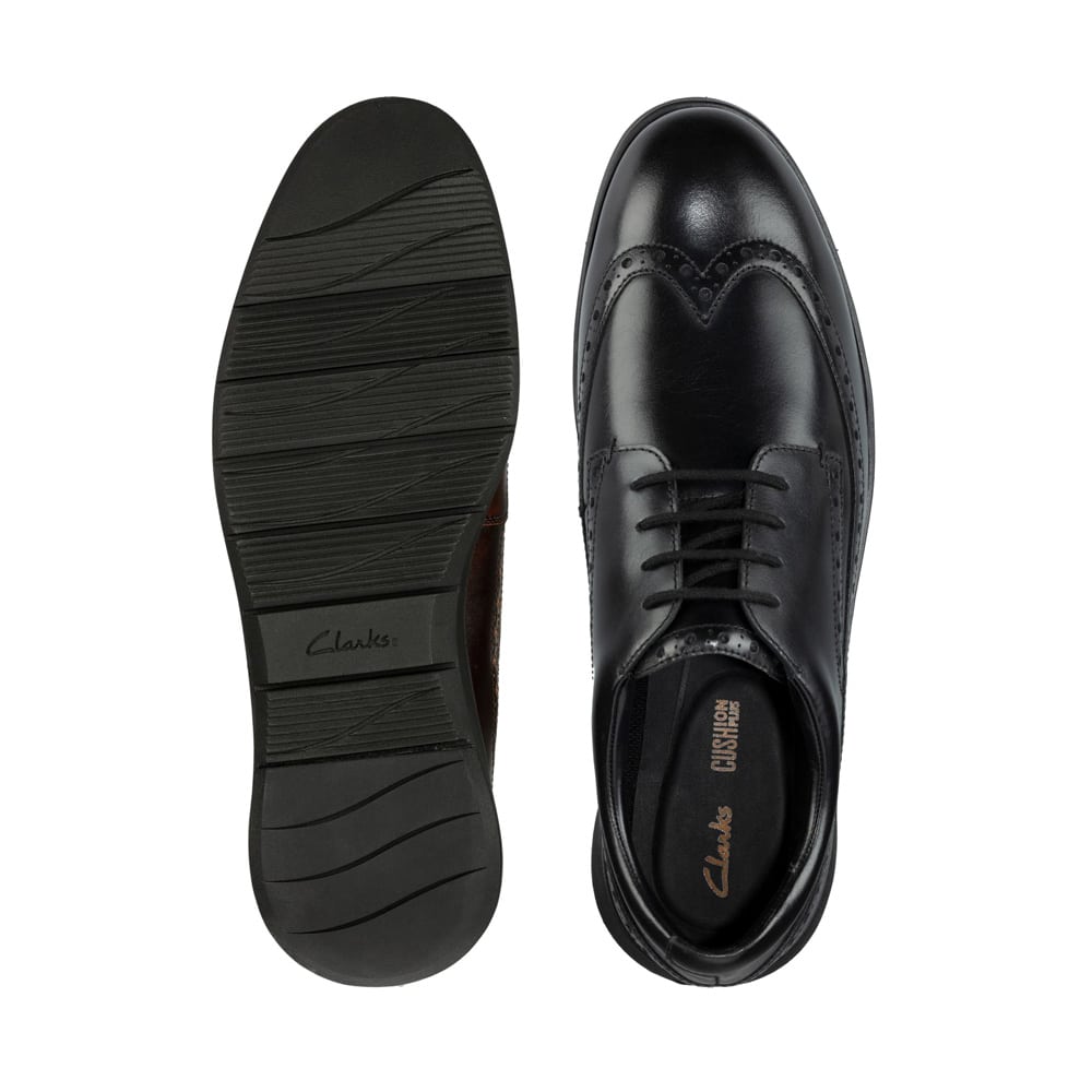 Clarks Helston Limit Black Leather Premium Shoes - 121 Shoes