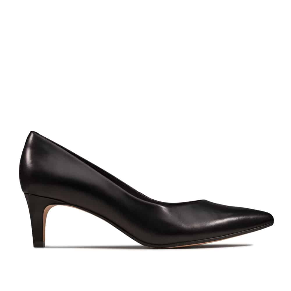 clarks black leather court shoes