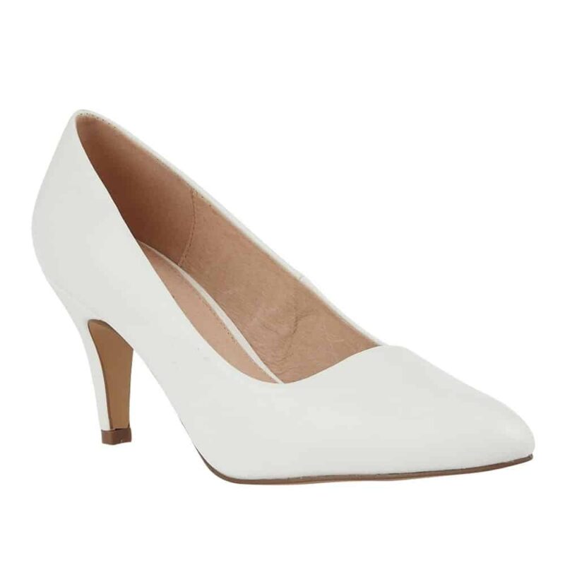 Lotus Holly White Smooth Microfibre Court Shoes. Premium shoes