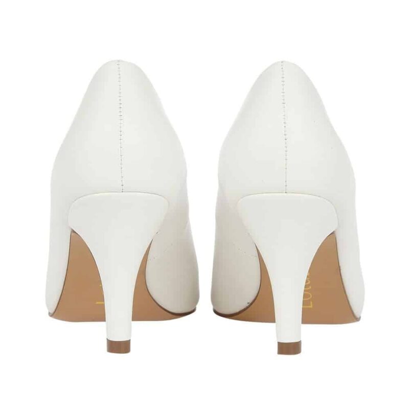 Lotus Holly White Smooth Microfibre Court Shoes. Premium shoes