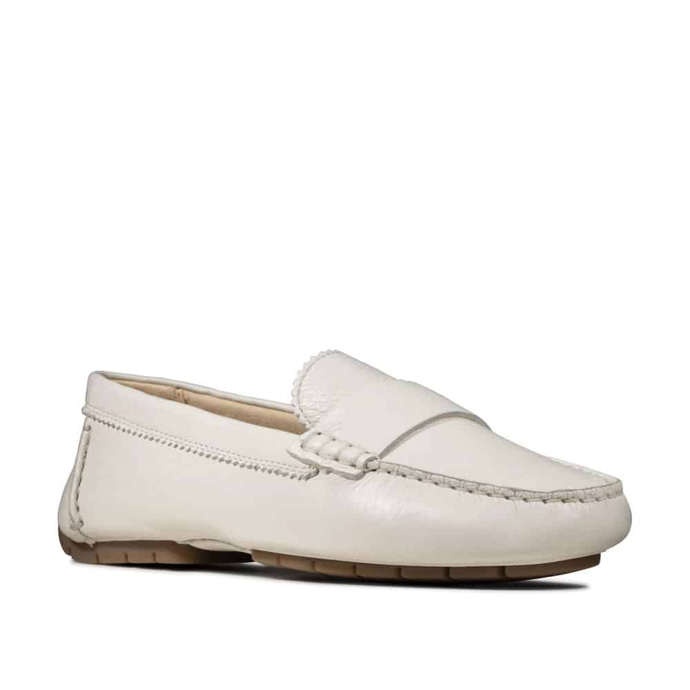 Clarks C Mocc White Leather Premium Shoes - 121 Shoes