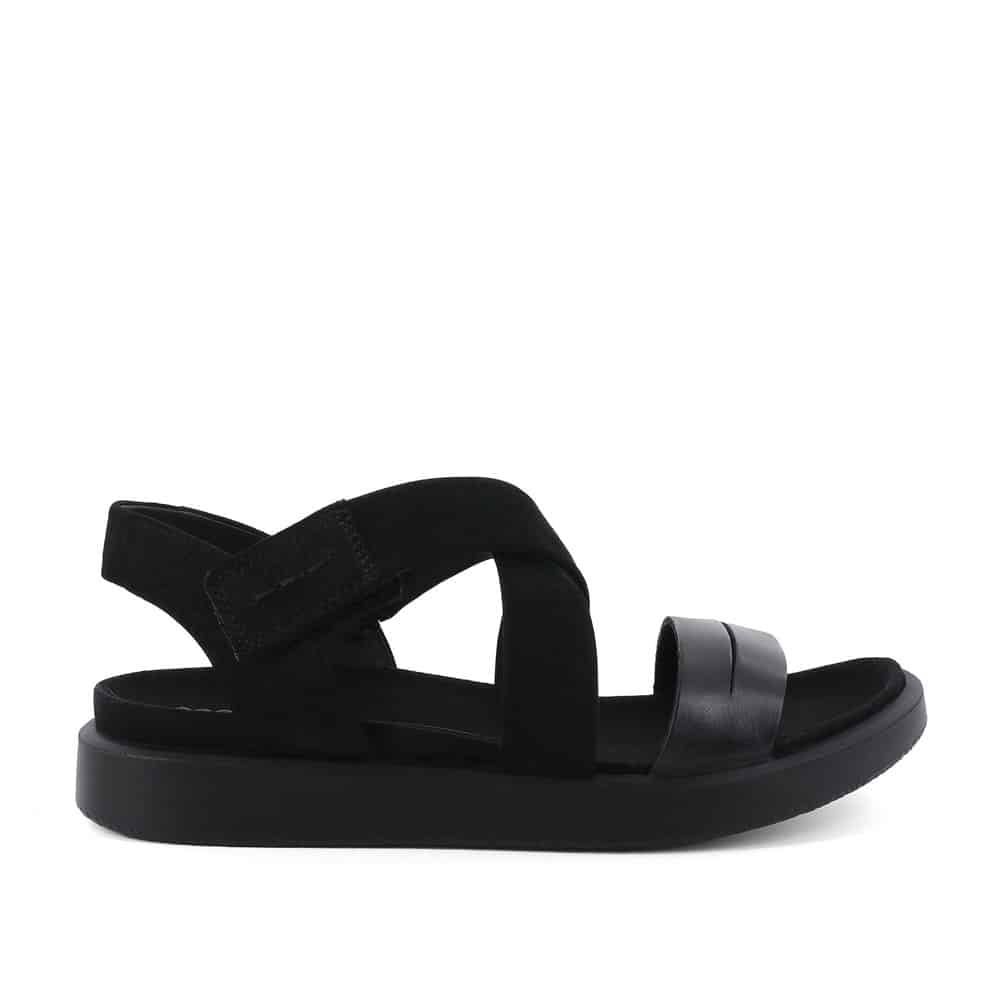 Ecco Flowt W Black Premium Leather Sandals - 121 Shoes