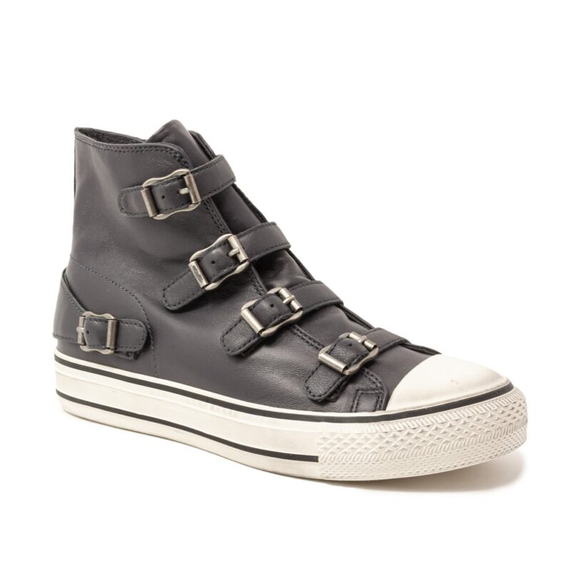 Ash Virgin Buckle Trainers Graphite Leather