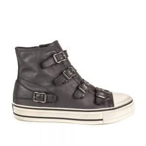 Ash Virgin Buckle Trainers Graphite Leather