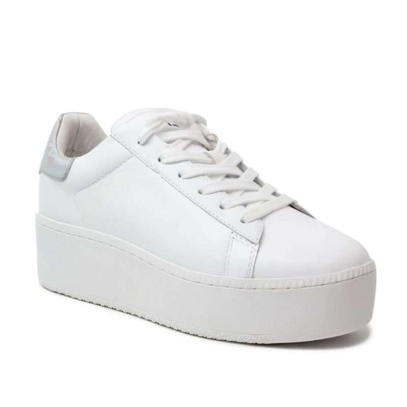 Ash Cult Trainers White Leather & Metallic Silver