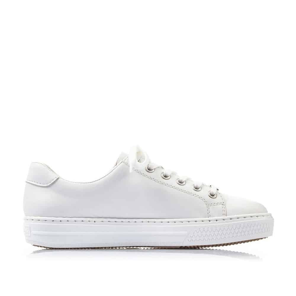 Rieker L59L1-80 Ladies White Lace Up Shoes Leather - 121 Shoes