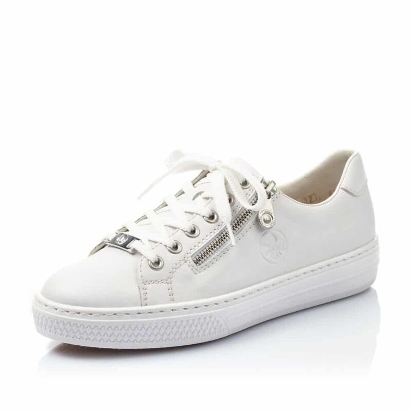 Rieker L59L1-80 Ladies White Lace Up Shoes