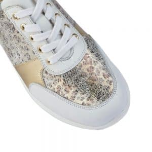 Lotus Florence White & Leopard Print Premium Shoes.