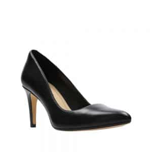 clarks black patent court shoes