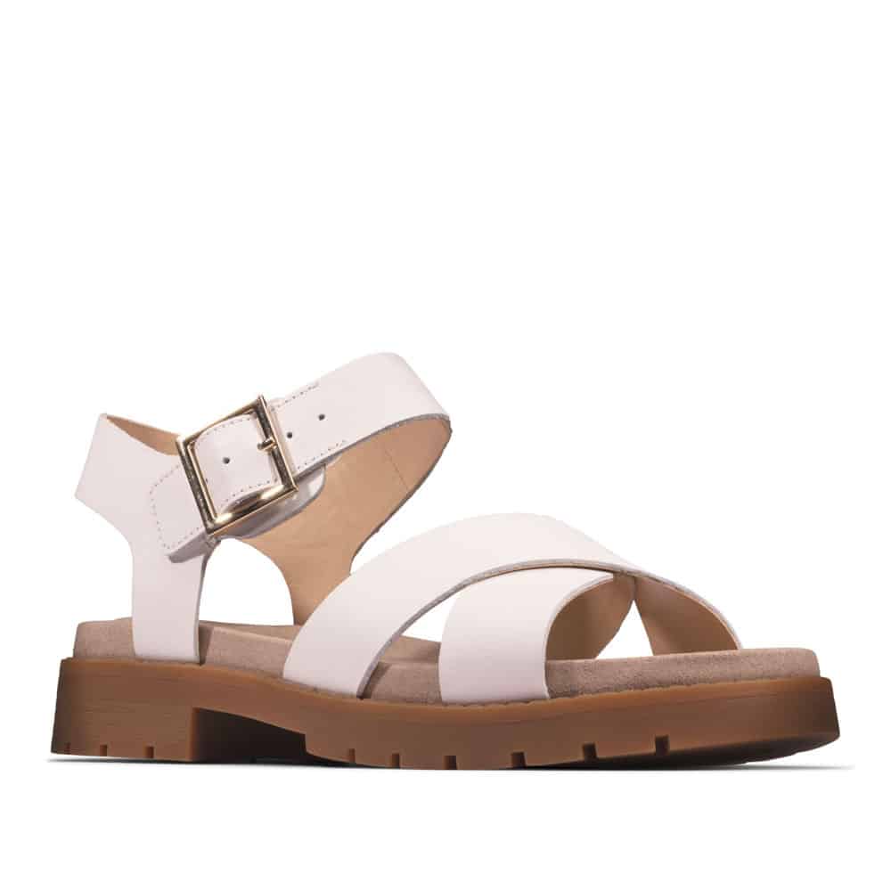 Clarks Orinoco Strap White Leather Premium Leather Sandals - 121 Shoes