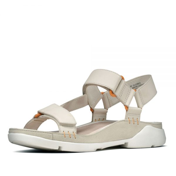 Clarks Tri Sporty White Leather Premium Leather Sandals - 121 Shoes