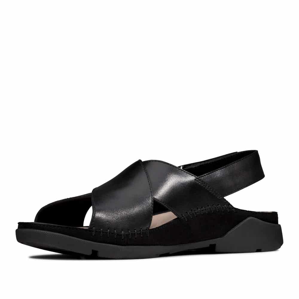 Clarks Tri Alexia Black Premium Leather Sandals - 121 Shoes