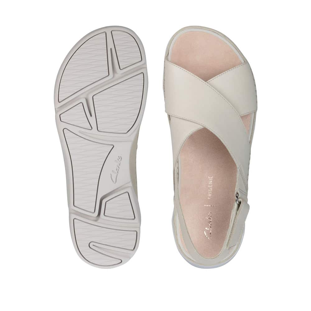 Clarks Tri Alexia White Leather Premium Leather Sandals - 121 Shoes