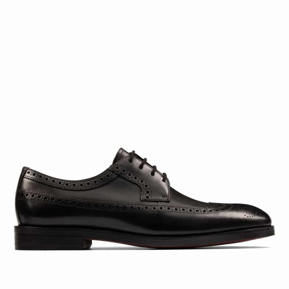 Clarks Oliver Wing Black Premium Leather Shoes - 121 Shoes
