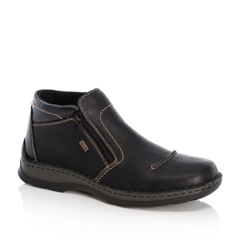 Rieker 05372-00 Men's Black Zip Up Ankle Boots. Footware