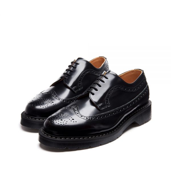 Solovair Black Hi-Shine American Brogue Quality Leather - 121 Shoes
