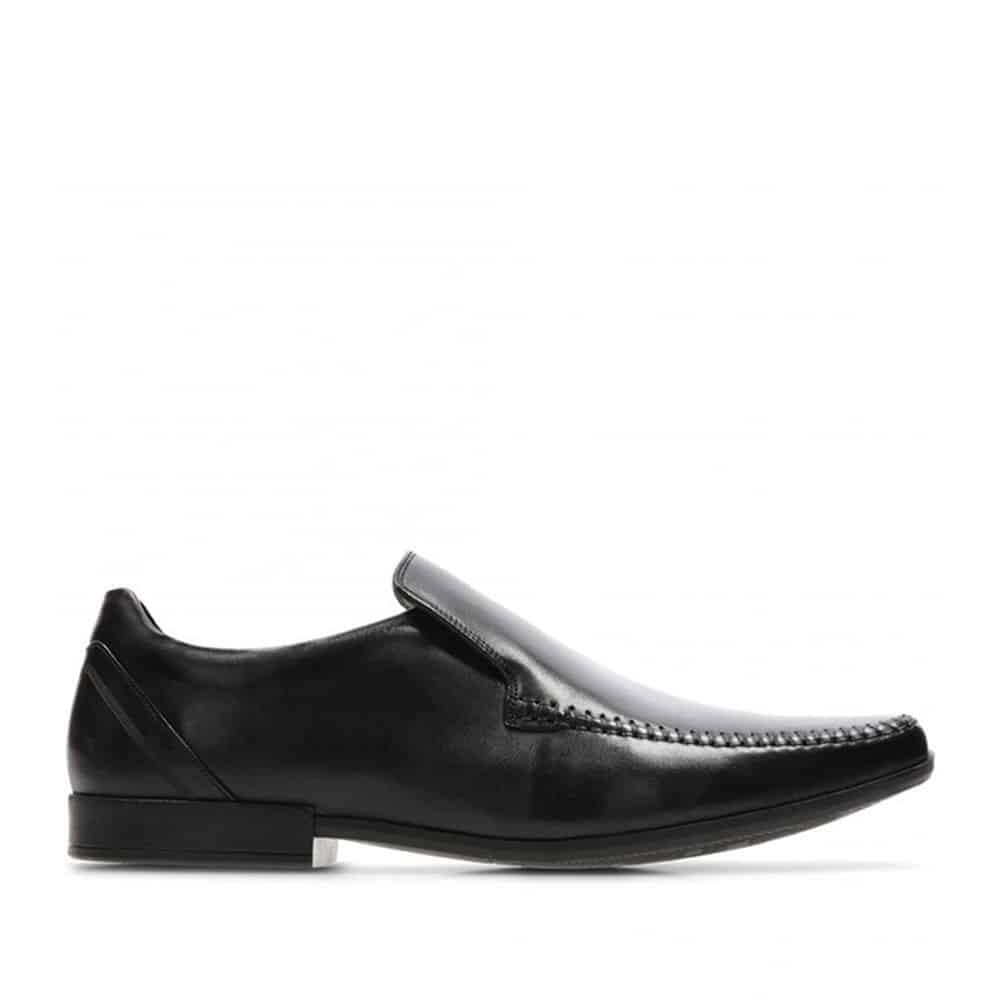 Clarks Glement Seam Black Premium Leather Shoes - 121 Shoes