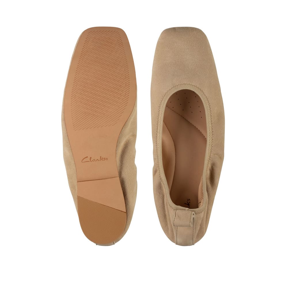 CLARKS Pure Ballet Taupe Leather Premium Leather Shoes - 121 Shoes