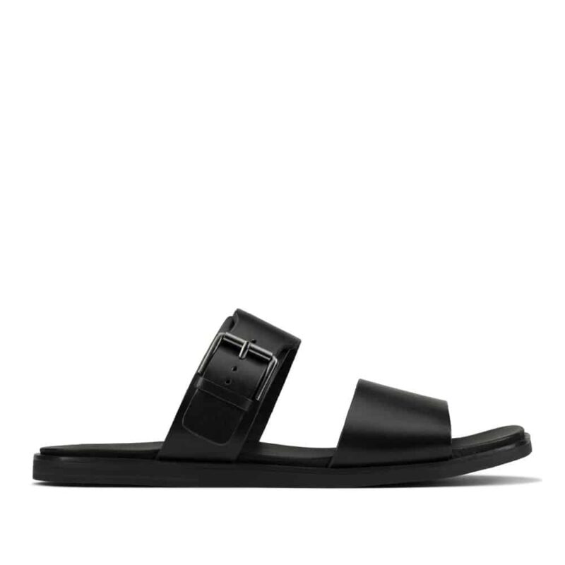 Clarks Ofra Slide Black Leather. Premium Sandals