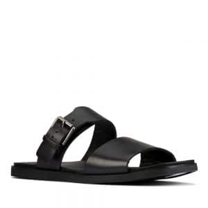 Clarks Ofra Slide Black Leather. Premium Sandals