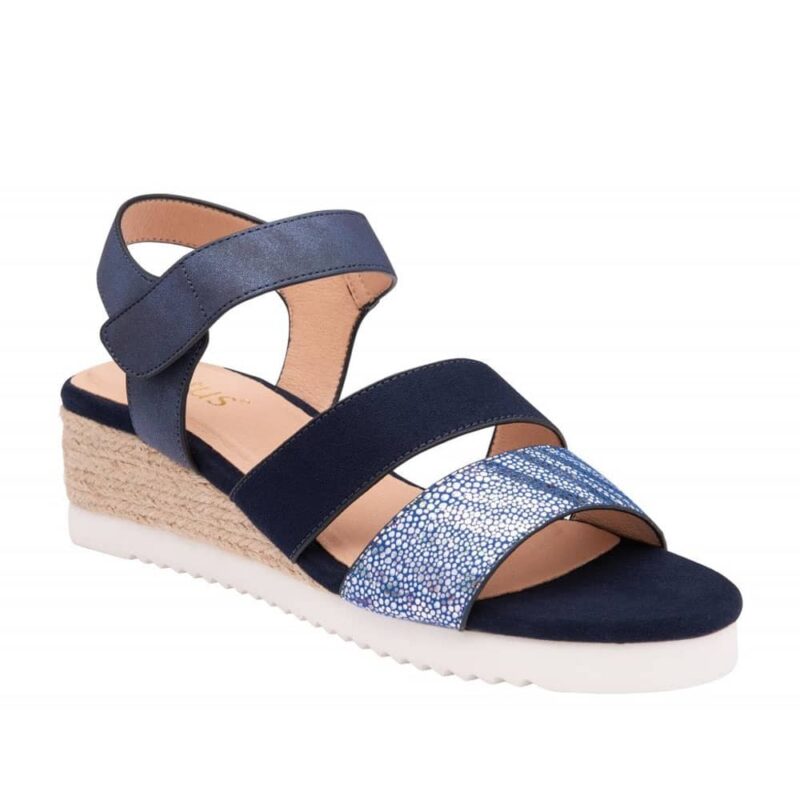 Lotus Ashlyn Navy Wedge Sandals