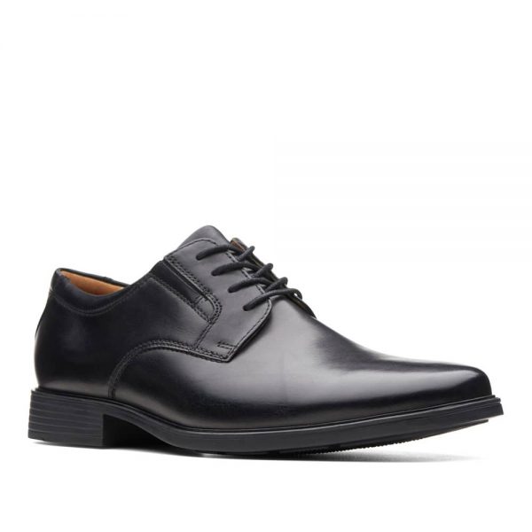 Clarks Tilden Plain Black Premium Leather Shoes - 121 Shoes