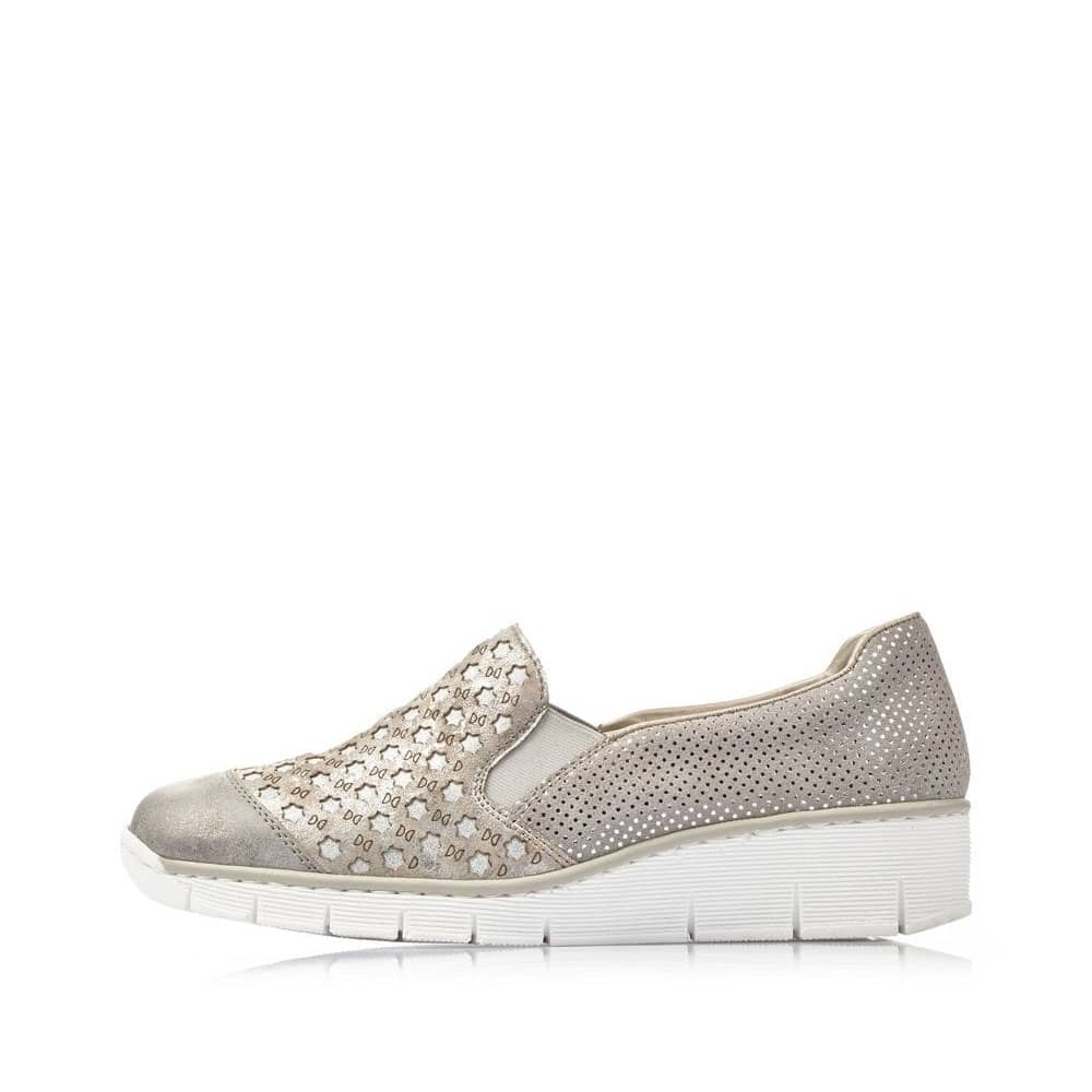 Rieker 537W4-40 Ladies Grey Combination Slip On Shoes - 121 Shoes