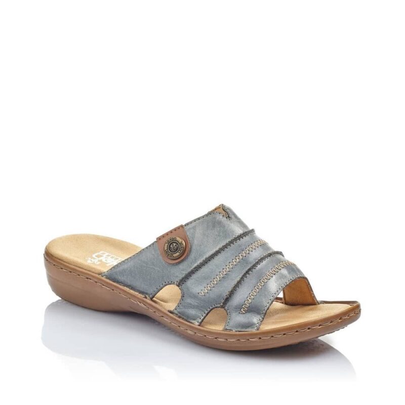 Rieker 60876-12 Ladies Blue Slip On Sandals